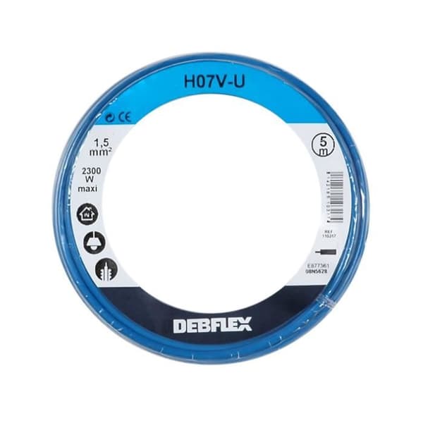 Styv elkabel ho7 v-u 1,5 mm² (blå / 5 meter)