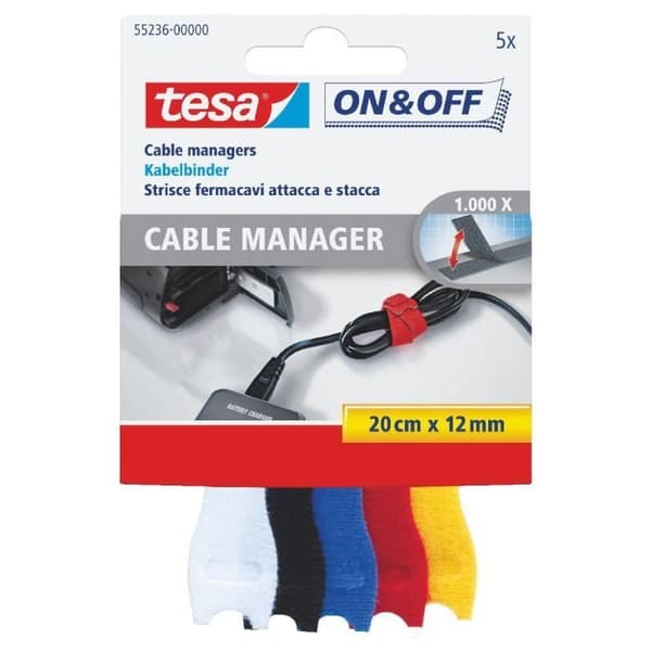 TESA buntband - 0,2 m x 12 mm - 5 färger - 5 stycken