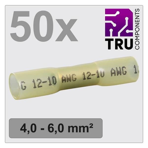 TRU COMPONENTS TC-12888412 Förlängning med krympslang 4 mm² 6 mm² helisolerad gul 50 st.