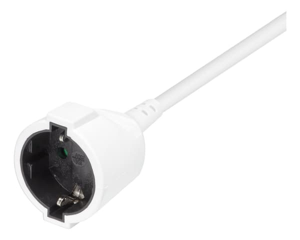 Earthed extension cable 1x CEE 7/3, 1x CEE 7/7, 5m, white