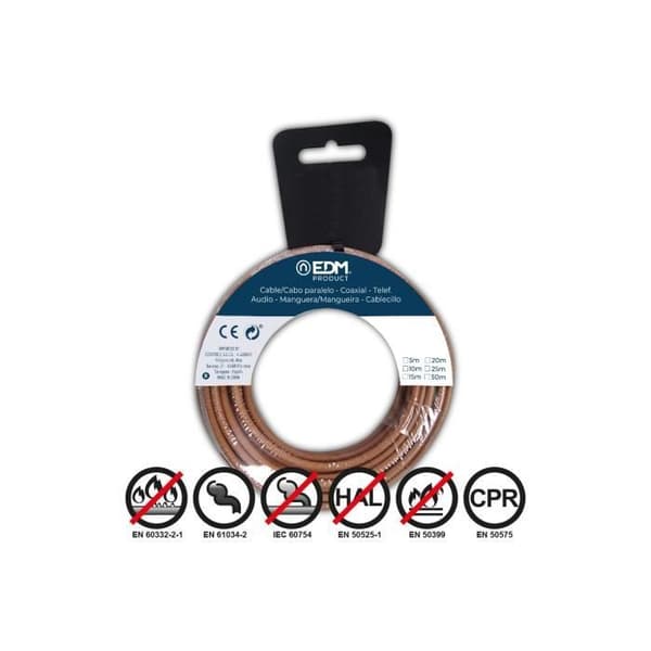 Flexibel halogenfri elektrisk ledning 1,5 mm - GENERISK - 20 m spole - Brun färg
