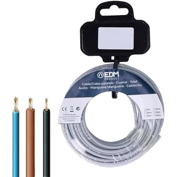 Flexibel kabel - EDM - 2,5 mm - 5 m - Grå - Halogenfri - Enkelledare