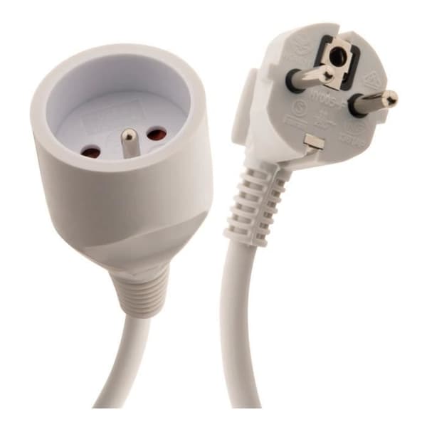 ZENITECH förlängning 10m - 16A 2P+E - kabel HO5VV-F 3G1.5mm² - Vit