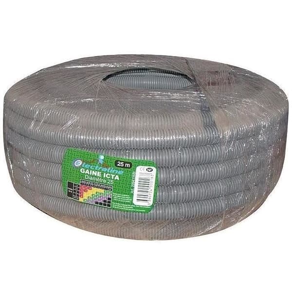 Gaine ICTA med dragtråd - 25 mm² - 25 m - grå