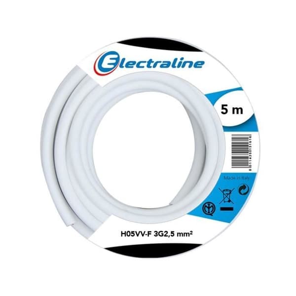 H05VV-F hushållskabel - ELECTRALINE - 60107083J - 2,5mm² - 5m - Mjukt koppar