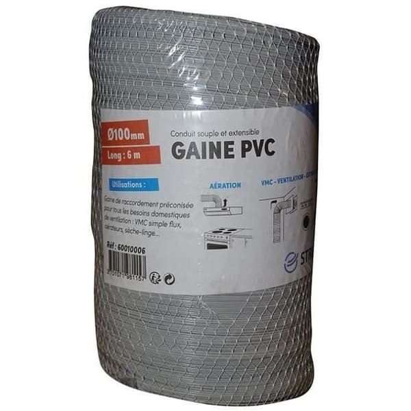 Flexibelt PVC AUTOGYRE - Nät Ø 100 mm - 6 ml - Grå för badrum