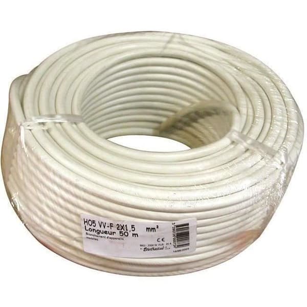 ELECTRALINE Kabel H05VVF 3x2.5 50 m vit krona