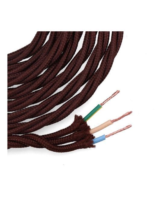 Kabel - Textil - Tvinnad 3x1mm - Brun - 5m - Flerledare