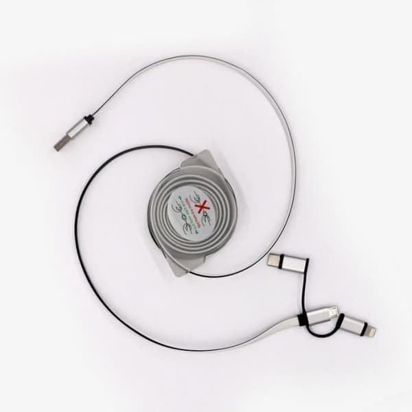 USB-kabelvindare - GAO - 3-i-1, 2m, snabbladdning