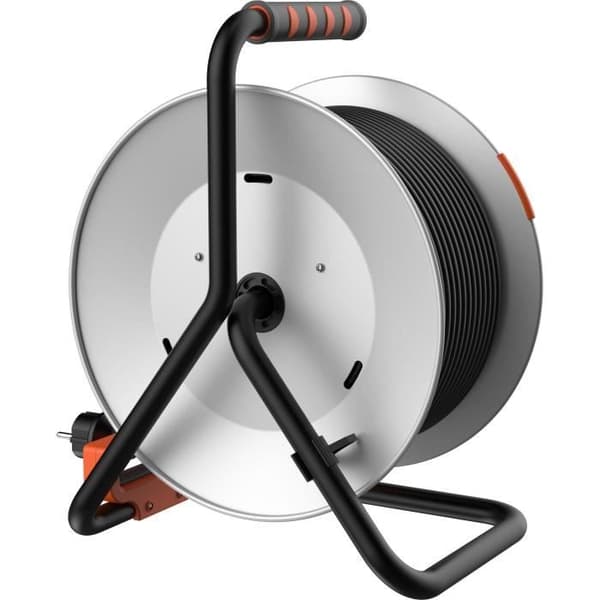Slangupprullare - QUARX - Byggplats - 40m, H05VV-F 3G1,5mm², metalltrumma