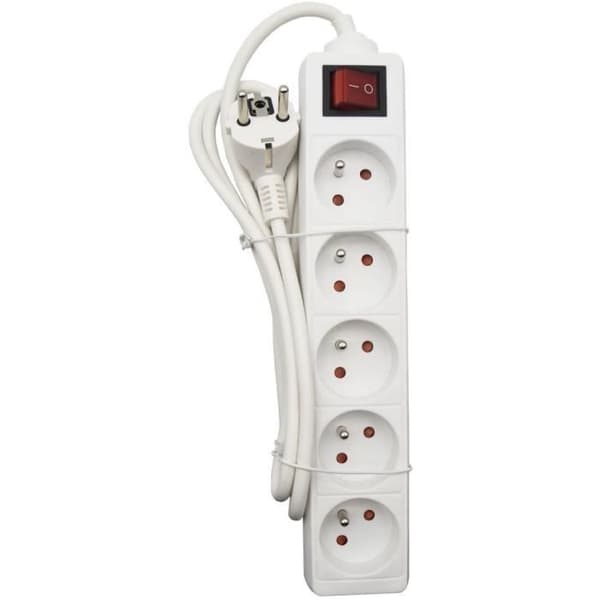 Hushållsenhet - GAO - 6 uttag - Med strömbrytare, 1,4m kabel, barnskydd