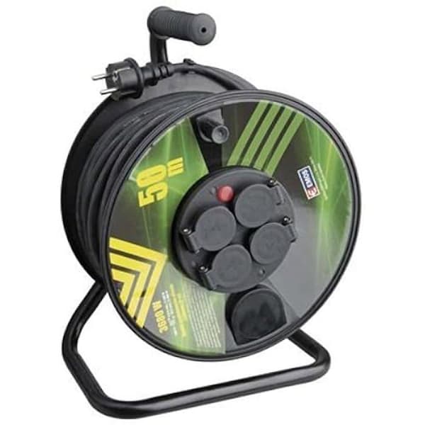 Kabeltrumma - FELIXMANIA - 50 m - Gummi - 4 uttag - Utomhusbruk