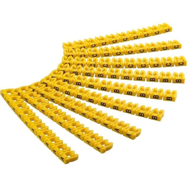 Kabelmarker Bokstav ABC för 4 mm Kabel - GOOBAY - Paket med 30 - Gul