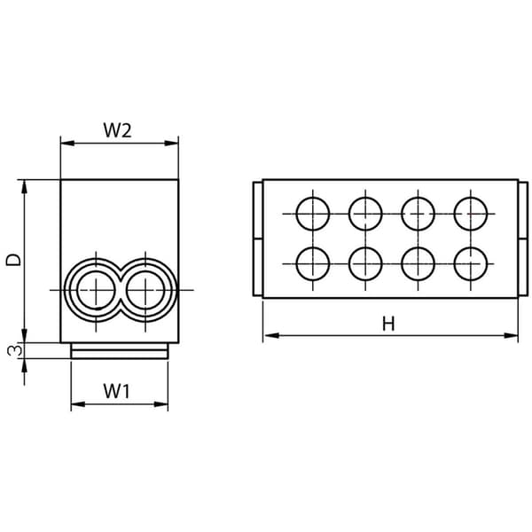 Kompakt samleskinnekonnektor, grøn/gul 2x16mm2 400VAC, 76A