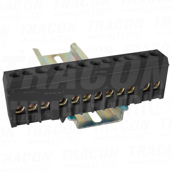 Isolerad samlingsskena (N/PE), svart 6×9mm 12P IP20