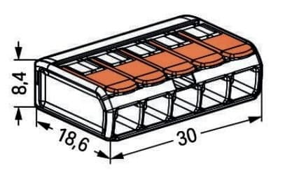 Kabelsnabbkoppling 5x0,14-4mm² WAGO 221-415