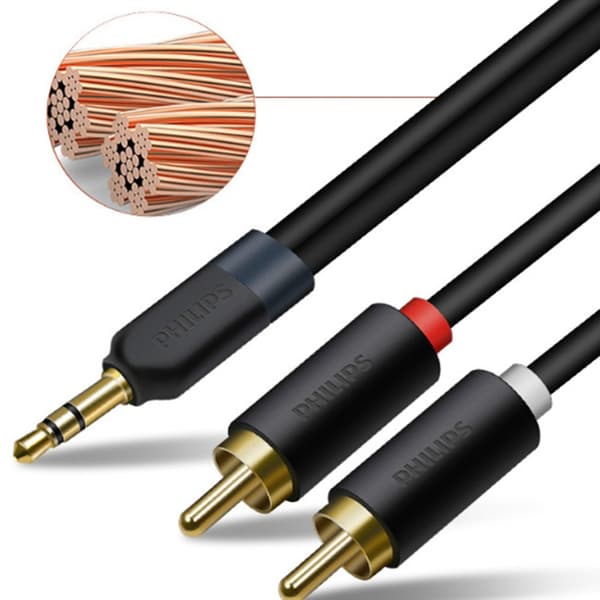 Philips kobber 3,5 mm til dobbelt lotus lydkabel i to 3,5 til 2RCA han til han hjerne tilslutningskabel 3 meter