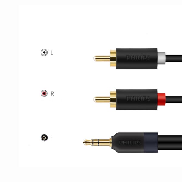 Philips kobber 3,5 mm til dobbelt lotus lydkabel i to 3,5 til 2RCA han til han hjerne tilslutningskabel 3 meter