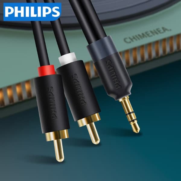 Philips kobber 3,5 mm til dobbelt lotus lydkabel i to 3,5 til 2RCA han til han hjerne tilslutningskabel 3 meter