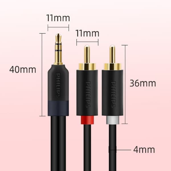Philips kobber 3,5 mm til dobbelt lotus lydkabel i to 3,5 til 2RCA han til han hjerne tilslutningskabel 3 meter