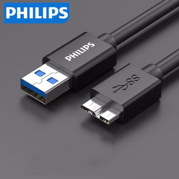 Philips højhastigheds USB3.0-kabel til mobil harddisk AM/Micro B-tilslutningskabel til opladning af mobildata 1,8 m
