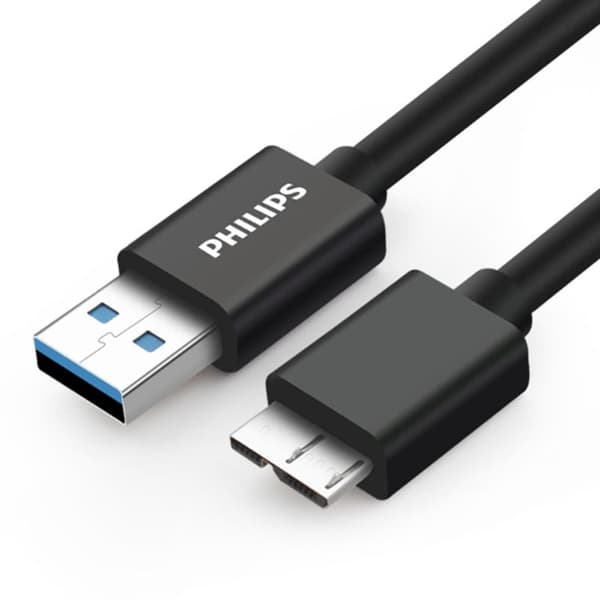 Philips højhastigheds USB3.0-kabel til mobil harddisk AM/Micro B-tilslutningskabel til opladning af mobildata 1,8 m