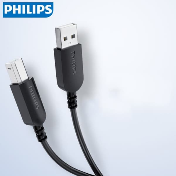 Philips USB datakabel för skrivare 2 meter AM/BM fyrkantig portkontakt datakabel anslutningskabel för skrivare