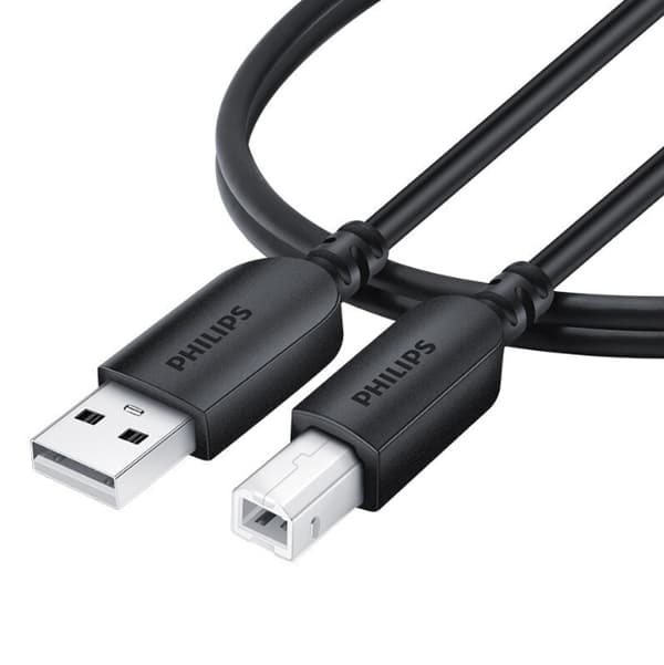 Philips USB datakabel för skrivare 2 meter AM/BM fyrkantig portkontakt datakabel anslutningskabel för skrivare