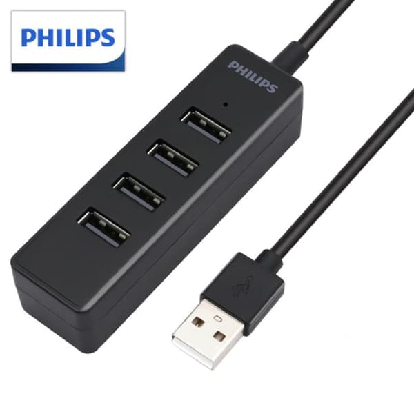 "Philips USB 2.0 Splitter, et praktisk udvidelsesprodukt til bærbare brugere, kan nemt udvide 1 USB-port til 4 for at opfylde dine behov.