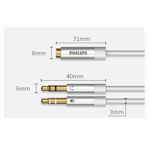 Philips 3,5 mm headset mikrofon 2-i-1 desktop adapter kabel headset headset lydkabel 0,25 m