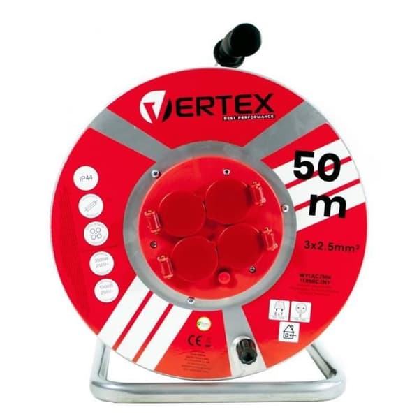 VERTEX Förlängningskabel 50 m 3x2,5 mm 3000 W IP44 Svart - PB50METAL
