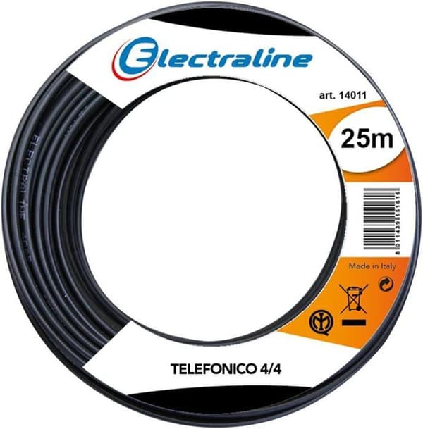 Kabel - tråd - mantel Electraline - 14011 - Kabelkrona TELEPH0NE LIN 4/4 25M svart