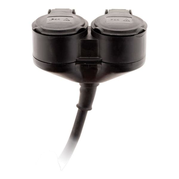 Förlängningssladd med dubbel kontakt för byggarbetsplats HO7RN-F 16A 3G1,5mm² - Svart 1m - Zenitech