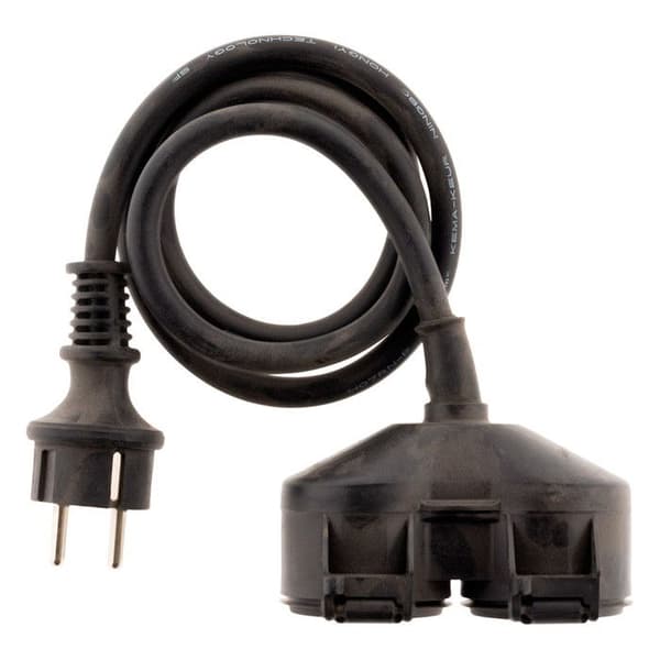 Förlängningssladd med dubbel kontakt för byggarbetsplats HO7RN-F 16A 3G1,5mm² - Svart 1m - Zenitech