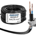 Miniatyrbild 1 av 2: LED-kabel - EBROM - H03VV-F - 2 x 0,75 mm² - Rund - PVC - Svart