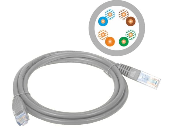 Patchkabel U/UTP cat.5e PVC 2,0m grå ALANTEC