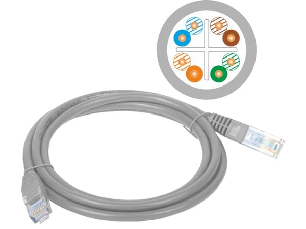 Patchkabel U/UTP kat.6 PVC 0,5m grå ALANTEC