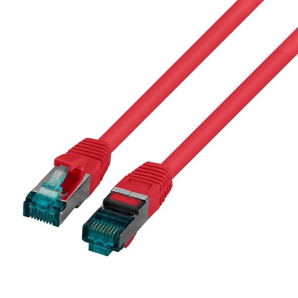 Patchkabel RJ45 S/FTP kat. 6A LSZH röd 0,15m
