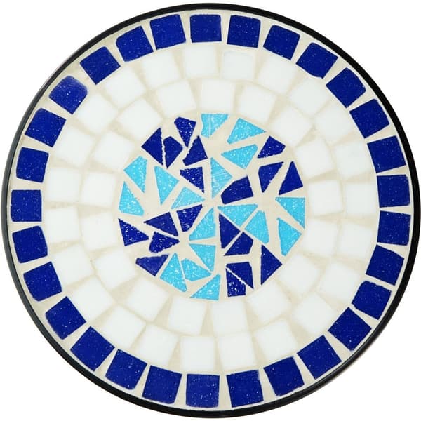 Balkongbordsblomma pall med mosaikmönster 30x30x61,5cm - vit/blå