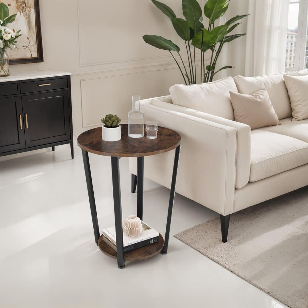 Sidobord Swindon - Industriellt mörkt trä