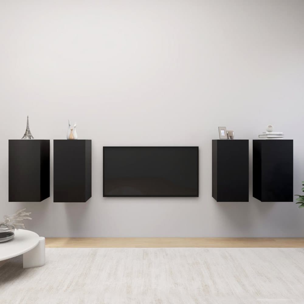 TV-skåp 4 delar svart 30,5x30x60 cm spånskiva