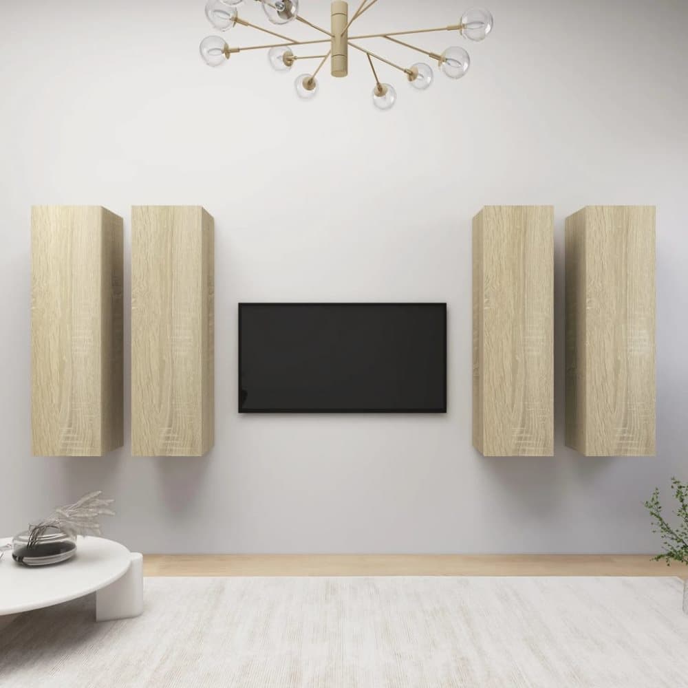 TV-skåp 4 delar sonoma-ek 30,5x30x110 cm spånskiva