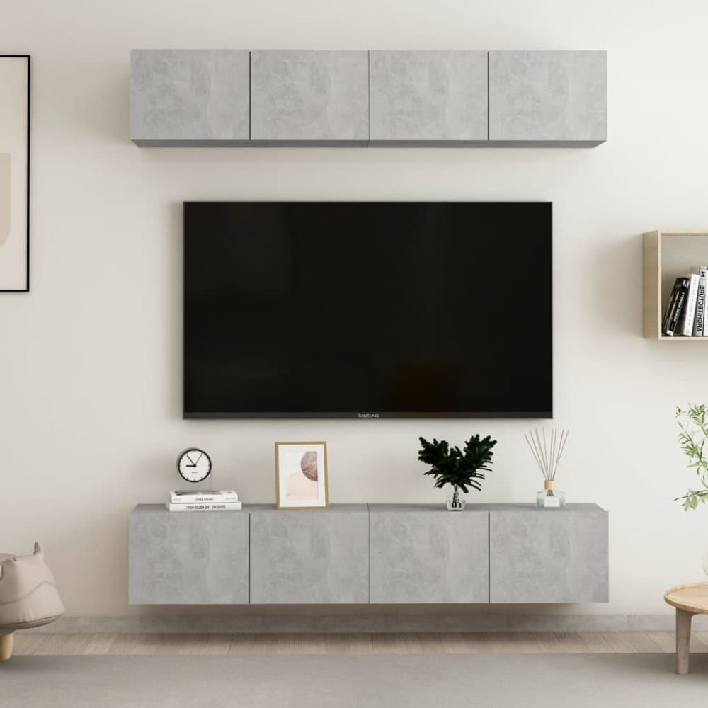 TV-skåp 4 st betonggrå 80x30x30 cm spånskiva