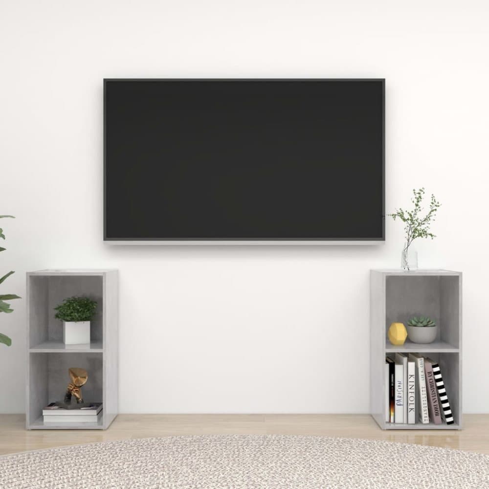 TV-skåp 2 st betonggrå 72x35x36,5 cm spånskiva