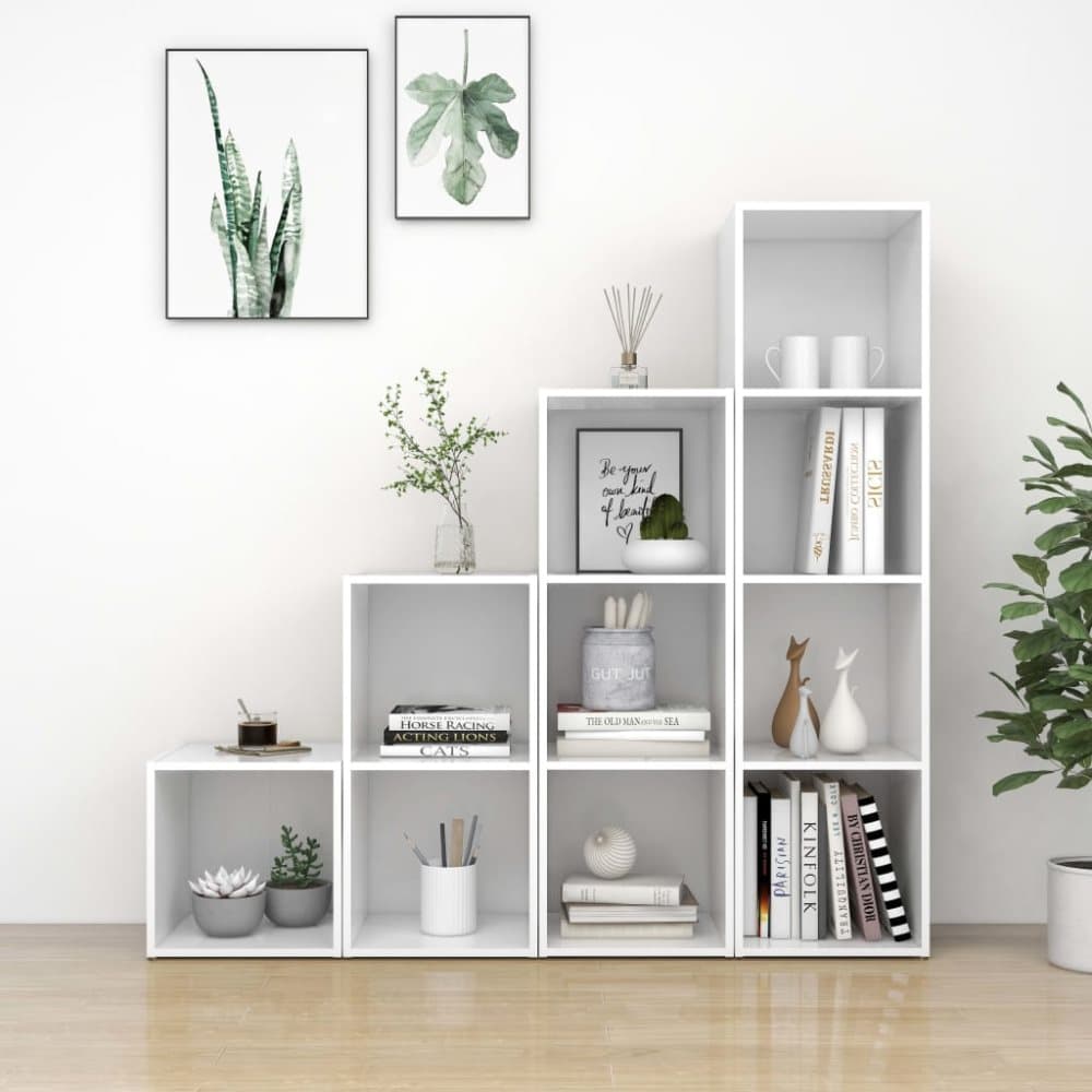 TV-skåp 4 delar vit spånskiva