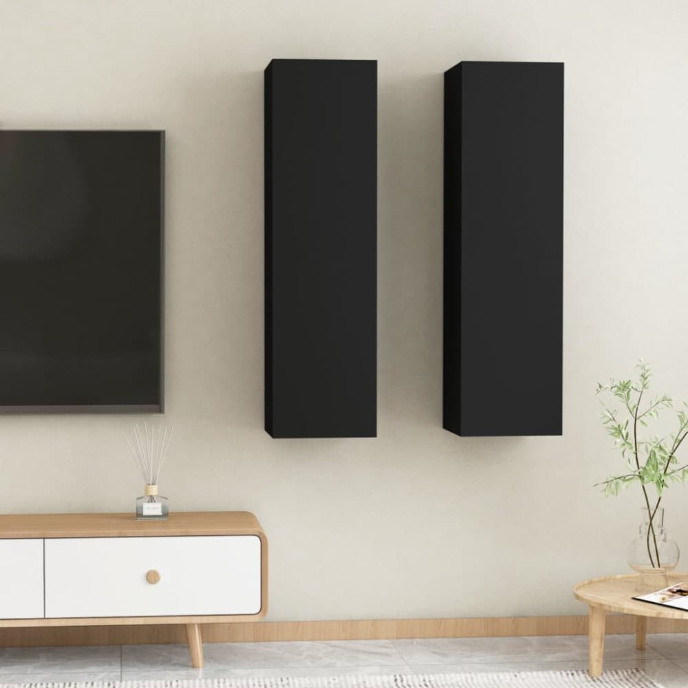 TV-skåp 2 st svart 30,5x30x110 cm spånskiva