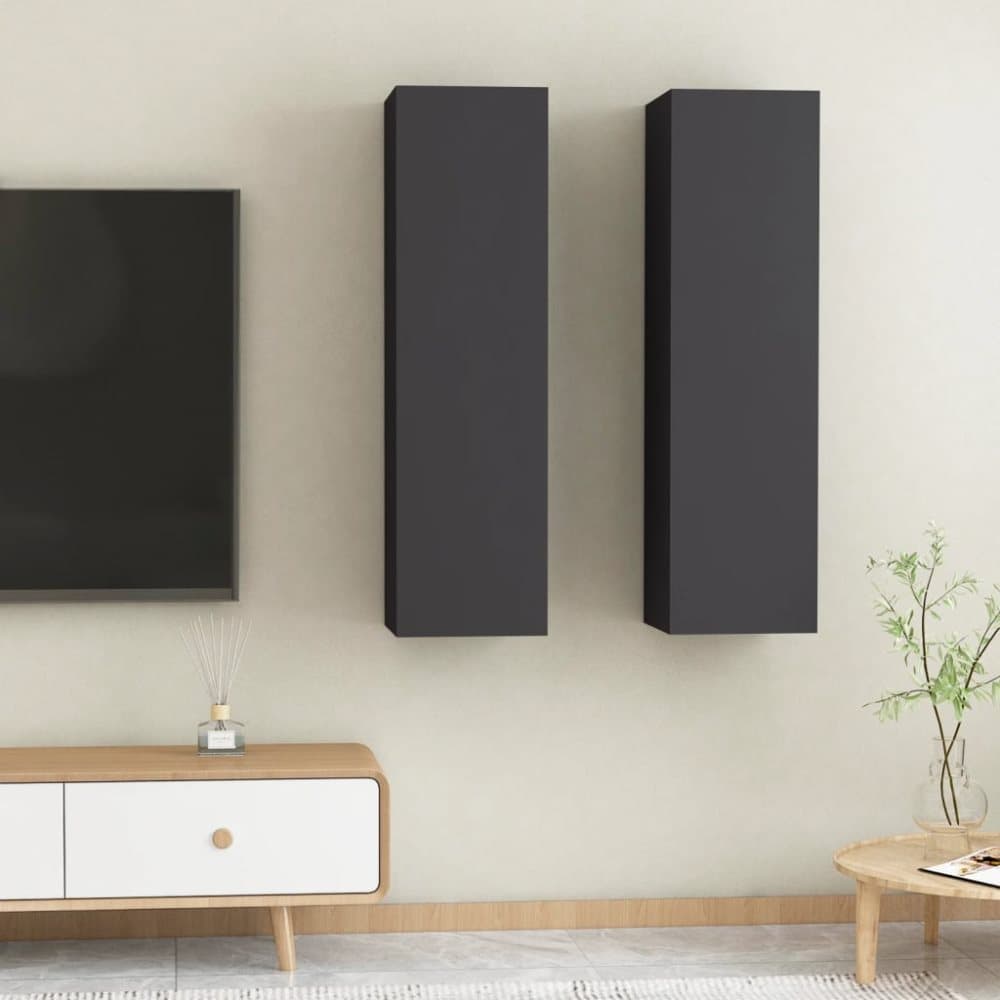TV-skåp 2 st grå 30,5x30x110 cm spånskiva