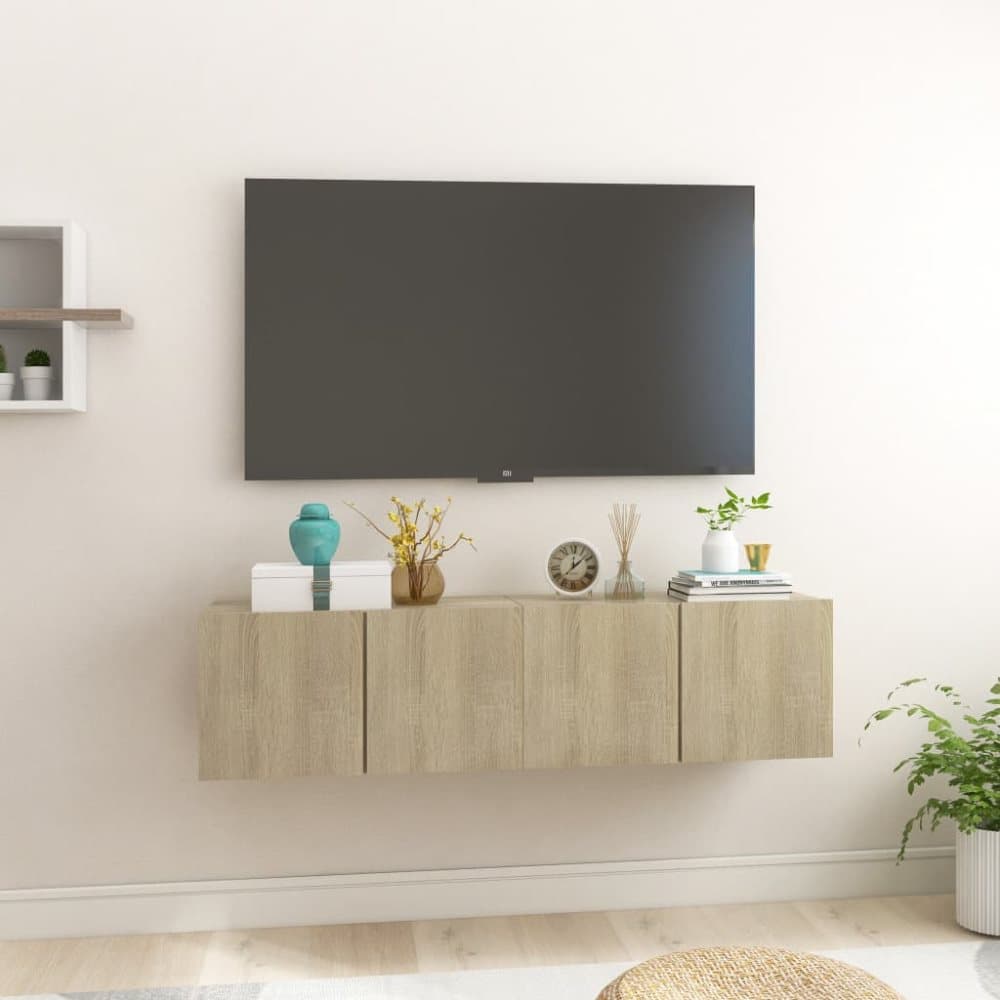 Hängande TV-skåp 2 st sonoma-ek 60x30x30 cm
