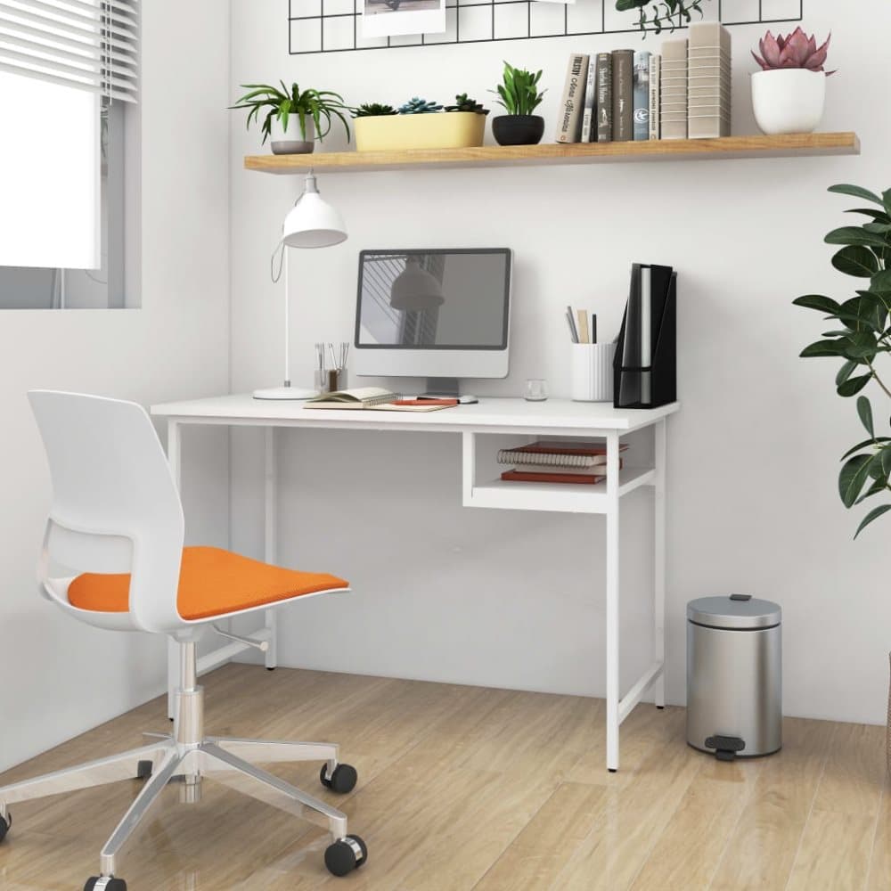 Datorbord vit 105x55x72 cm MDF och metall
