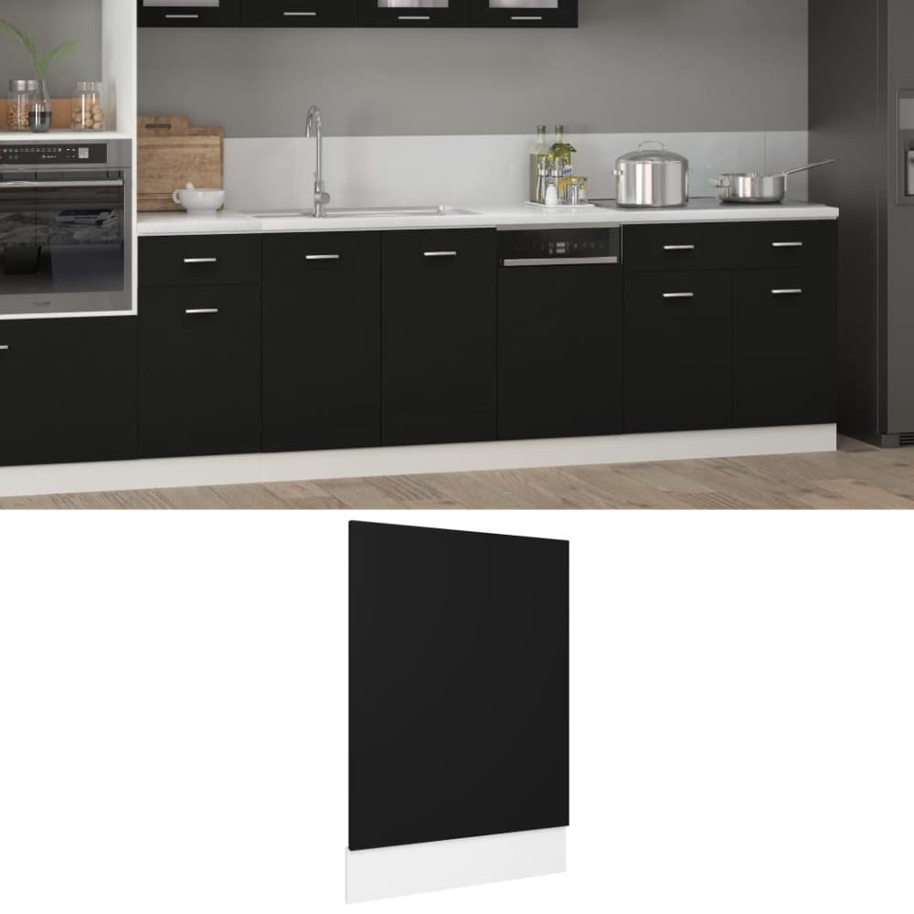 Front för diskmaskin svart 45x3x67 cm spånskiva
